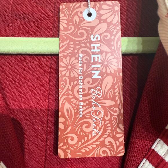 Shein Red Colorblock Collar V-Neck Oversized Pullover Sz S NWT - Picture 7 of 12